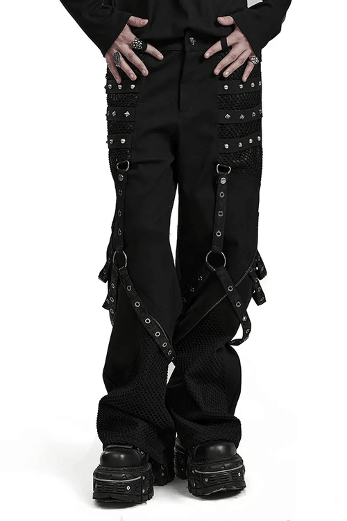 Pantalon gothique à panneaux en maille avec accents détachables