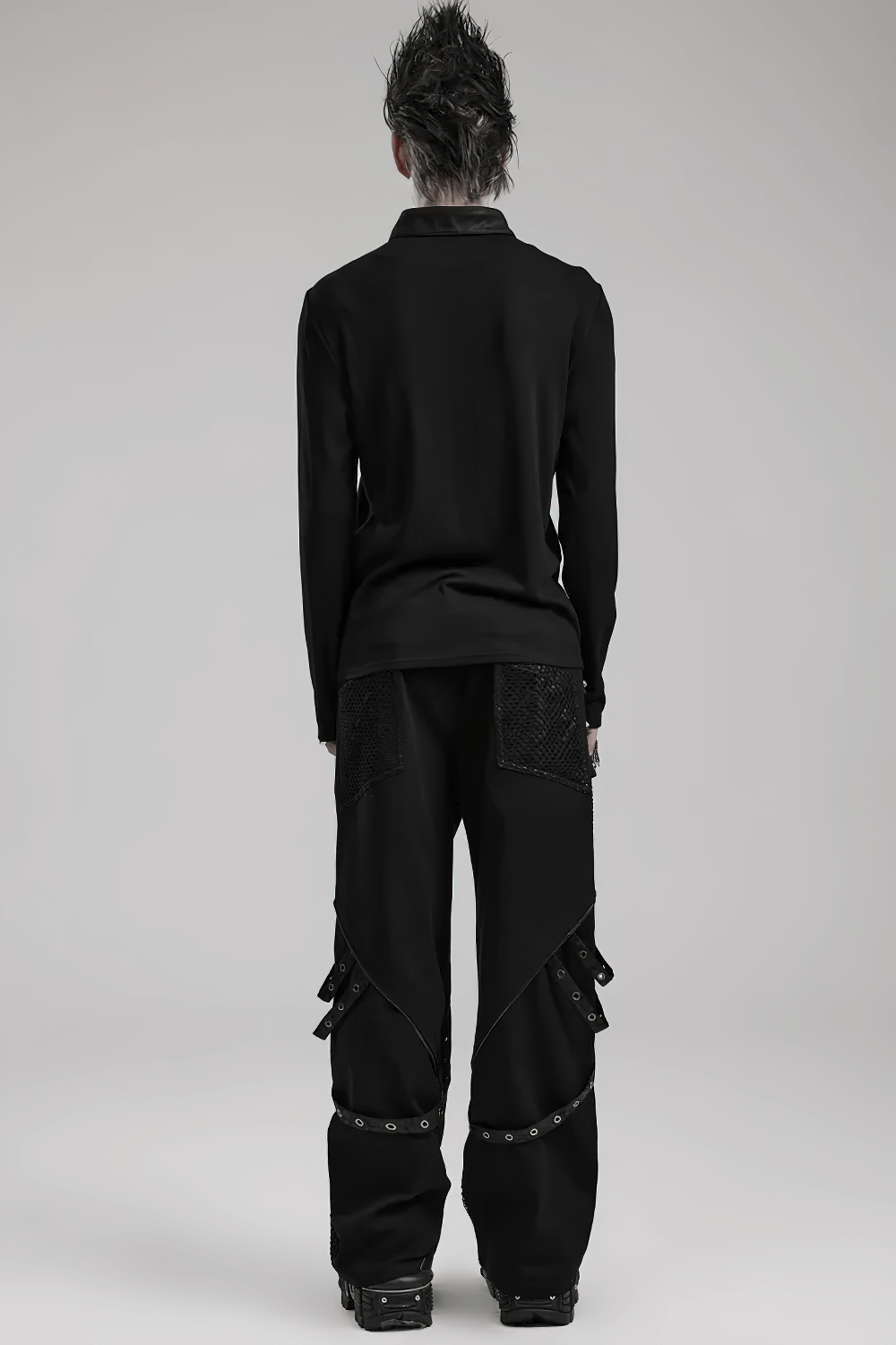 メッシュパネル付きゴシックパンツ（取り外し可能なアクセント付き）