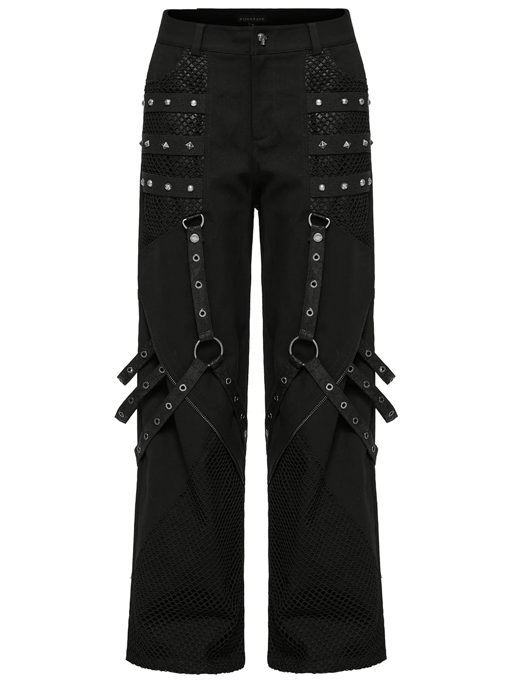 メッシュパネル付きゴシックパンツ（取り外し可能なアクセント付き）