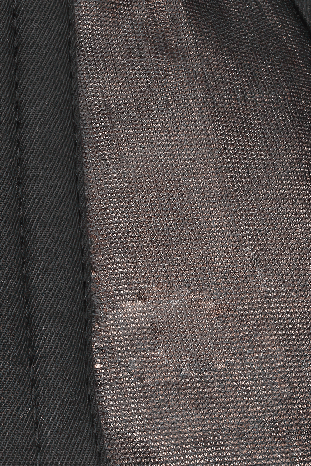 Close-up of black mesh fabric showcasing texture for structured underbust waist training corset.