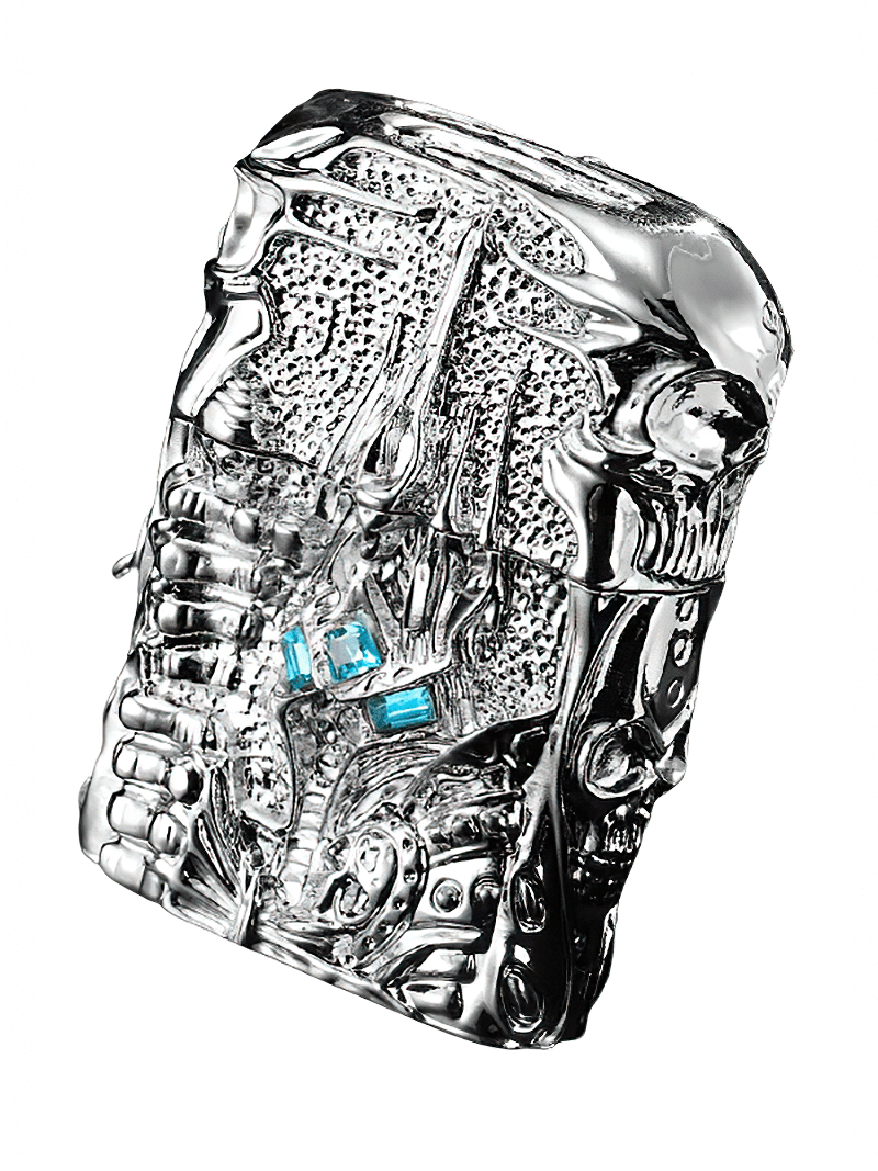 Metal lighter featuring an intricate rock style design, ideal accessory for World of Warcraft fans.