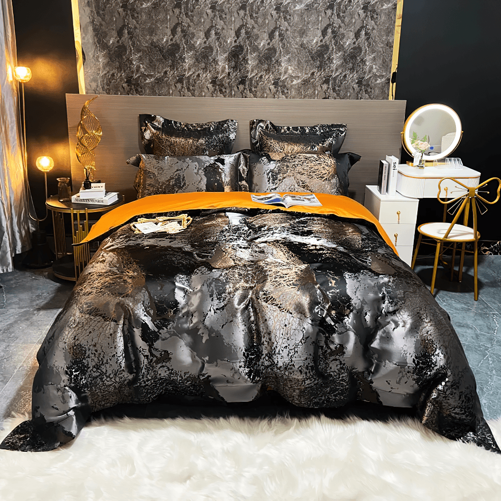 Metallic Marble Duvet Cover Set With Pillowcases