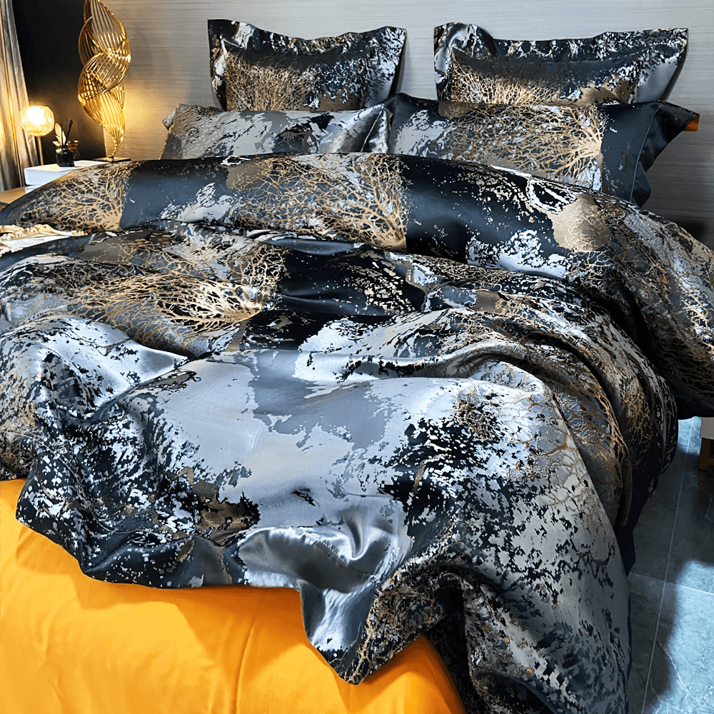 Metallic Marble Duvet Cover Set With Pillowcases