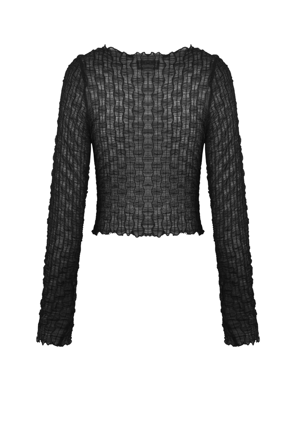 Micro-Permeable and Edgy Mesh Long Sleeves Crop Top