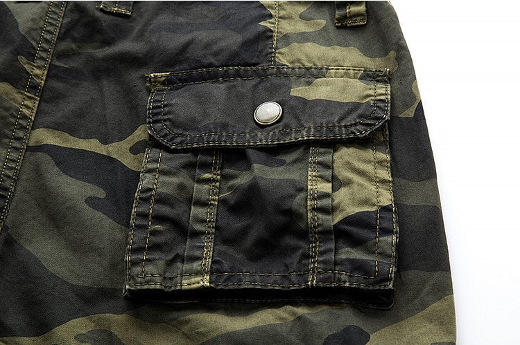 Military Camo Cargo Shorts / Alternative Fashion Camouflage Multi-Pocket Pants / Rave Outfits - HARD'N'HEAVY