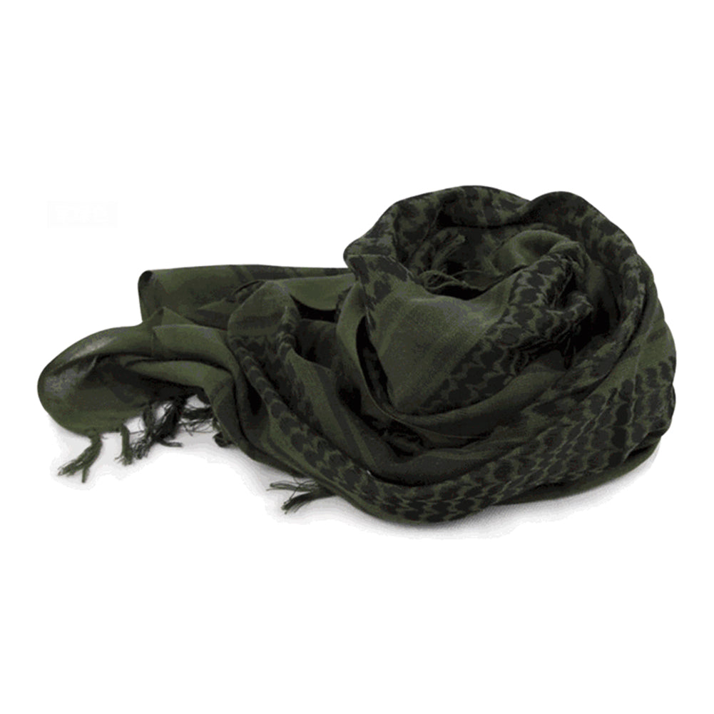 Military Tactical Shemagh in dark green, ideal for neck cover, cycling, and climbing, made of quality cotton.