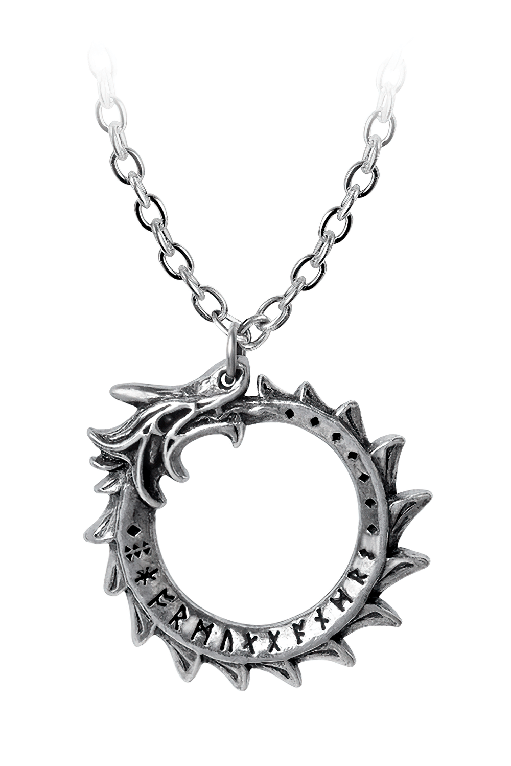 Mini Jormungand Ouroboros pendant featuring Norse symbols, representing eternal cycles and strength.