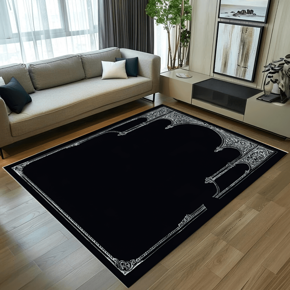 Minimalist Nordic Black Border Printed Area Carpet