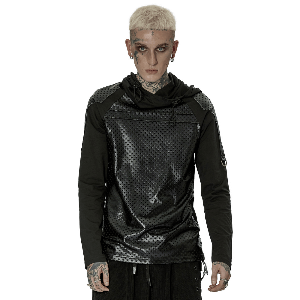 Modern Dark Goth Long Sleeves Hoodie with Embossed Detail - HARD'N'HEAVY