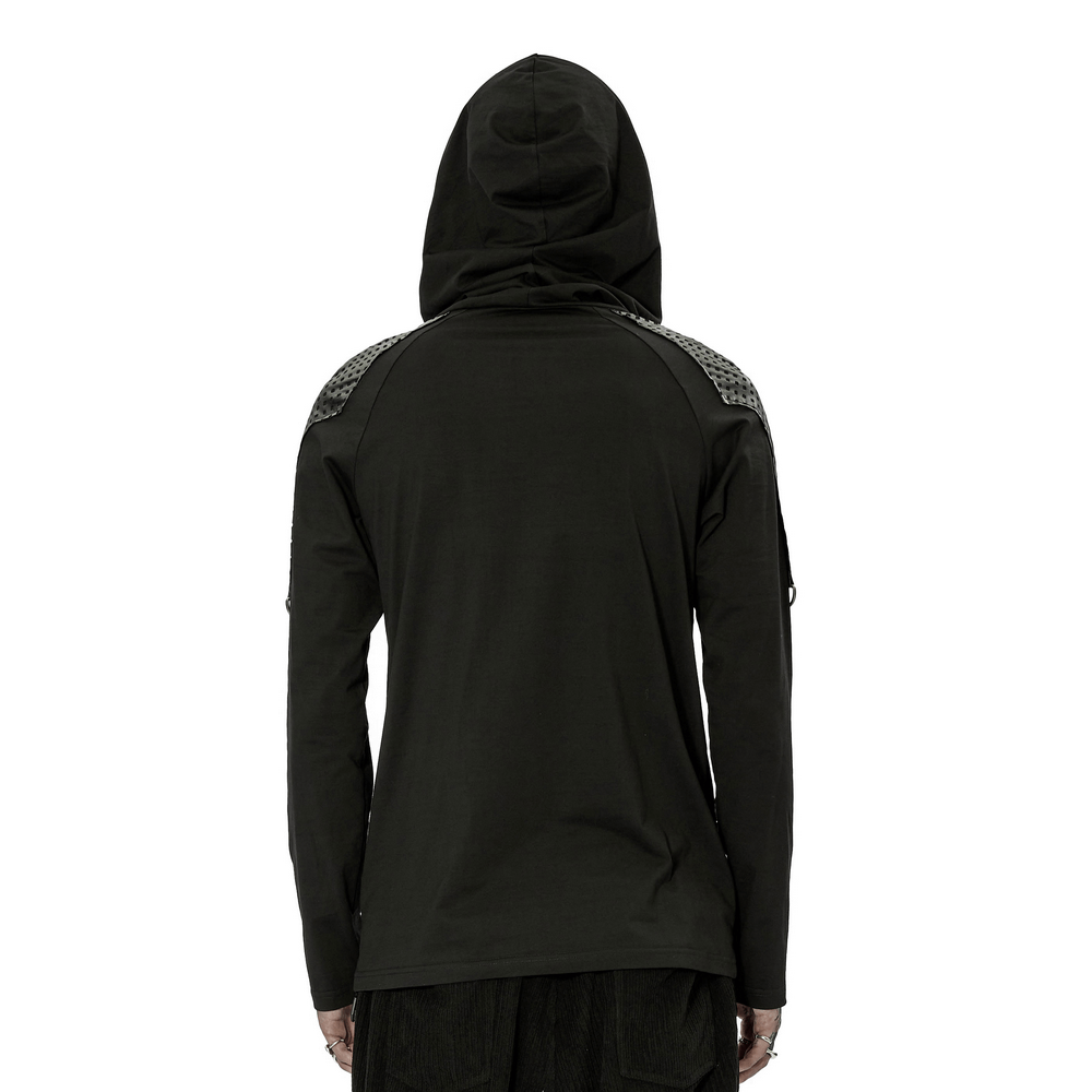 Modern Dark Goth Long Sleeves Hoodie with Embossed Detail - HARD'N'HEAVY