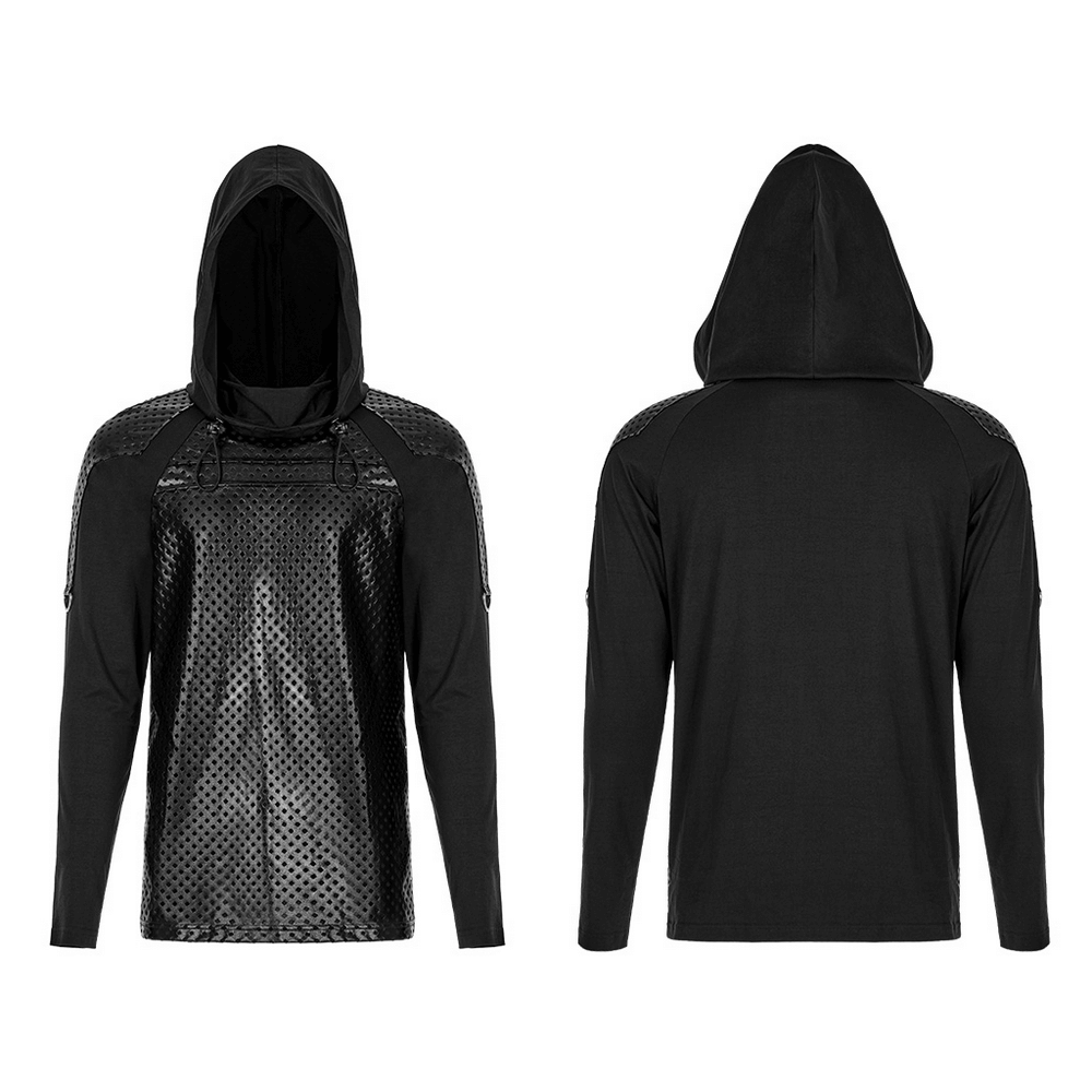 Modern Dark Goth Long Sleeves Hoodie with Embossed Detail - HARD'N'HEAVY