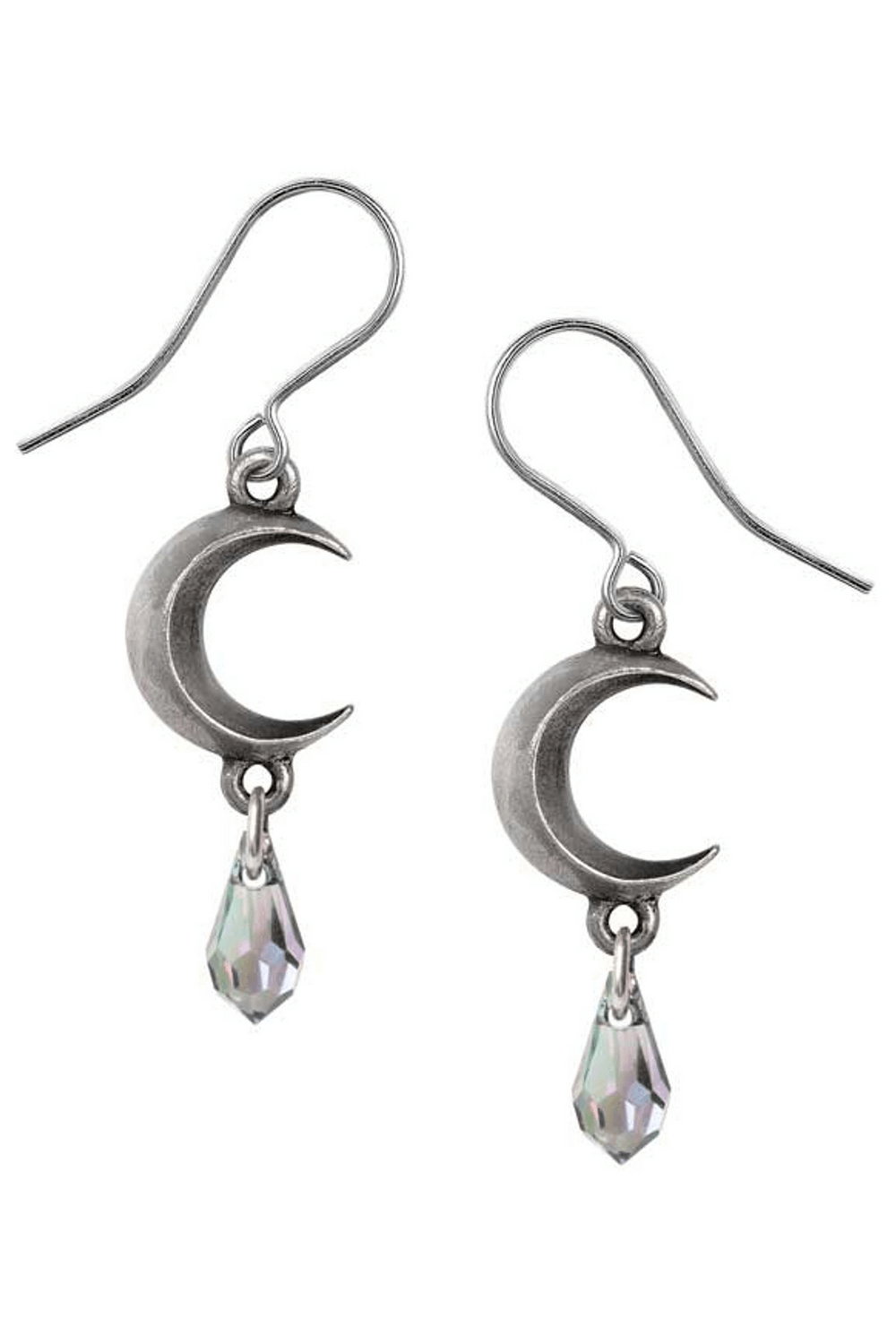 Elegant moon crystal earrings with teardrop Austrian crystal for a magical night look.