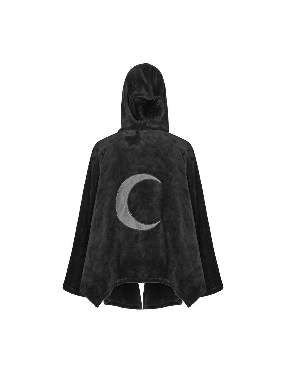 Moon Embroidered Dark Velvet Hooded Cloak Jacket - HARD'N'HEAVY