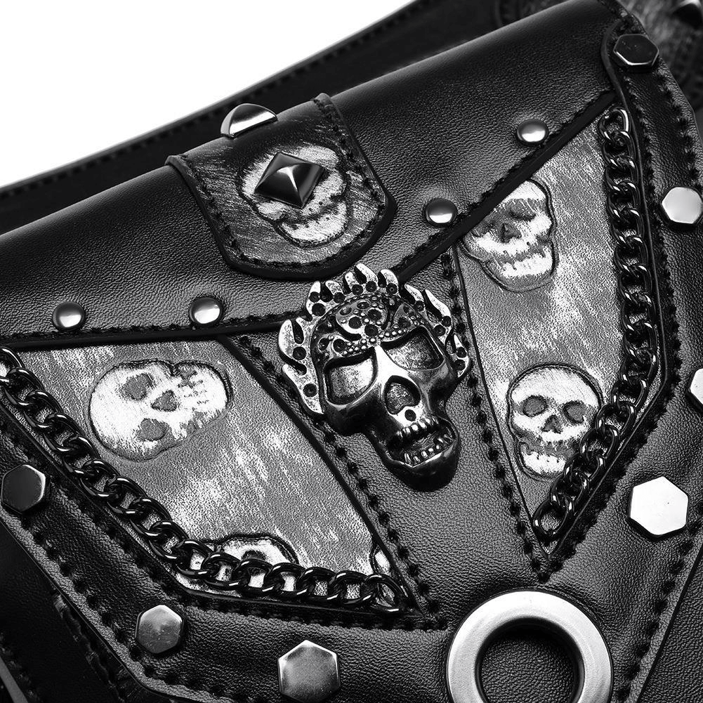 Motorcycle Rider Waist Bag with Skulls and Chain / Steampunk Accessories - HARD'N'HEAVY