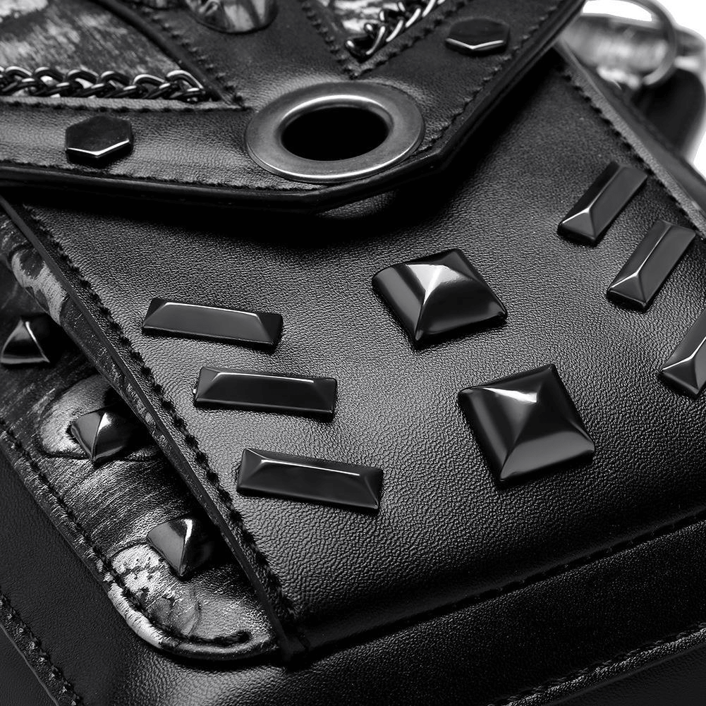 Motorcycle Rider Waist Bag with Skulls and Chain / Steampunk Accessories - HARD'N'HEAVY