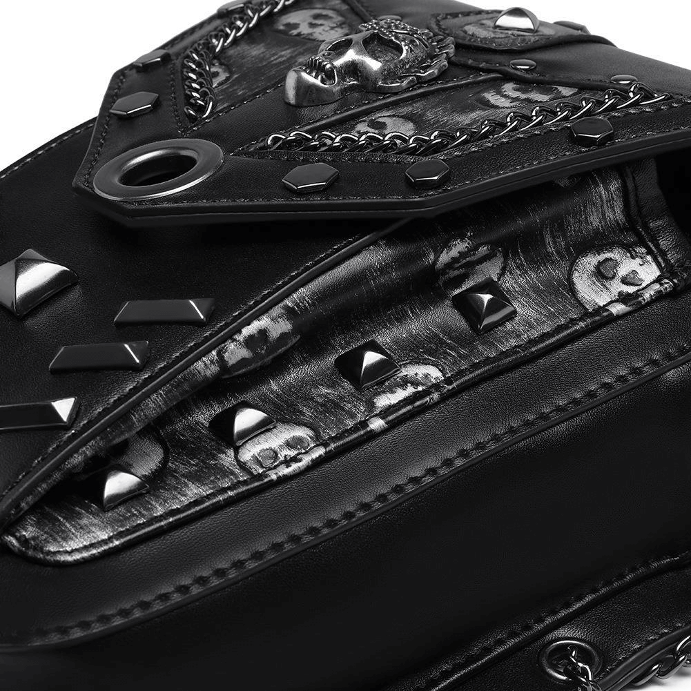 Motorcycle Rider Waist Bag with Skulls and Chain / Steampunk Accessories - HARD'N'HEAVY
