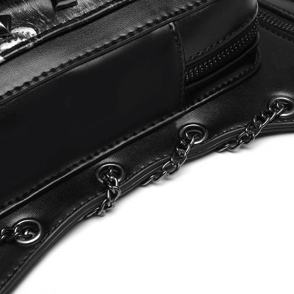 Motorcycle Rider Waist Bag with Skulls and Chain / Steampunk Accessories - HARD'N'HEAVY