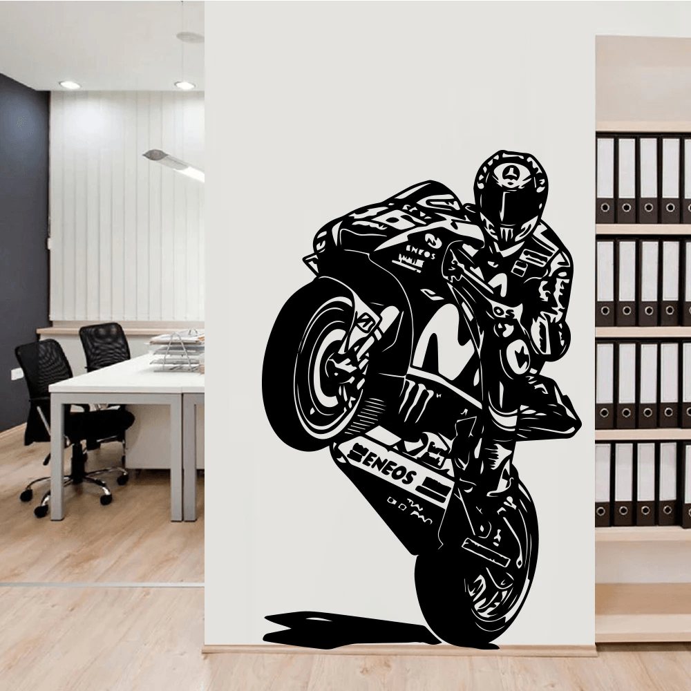 Motorcycle Wheelie Rider Vinyl Wall Art Decal