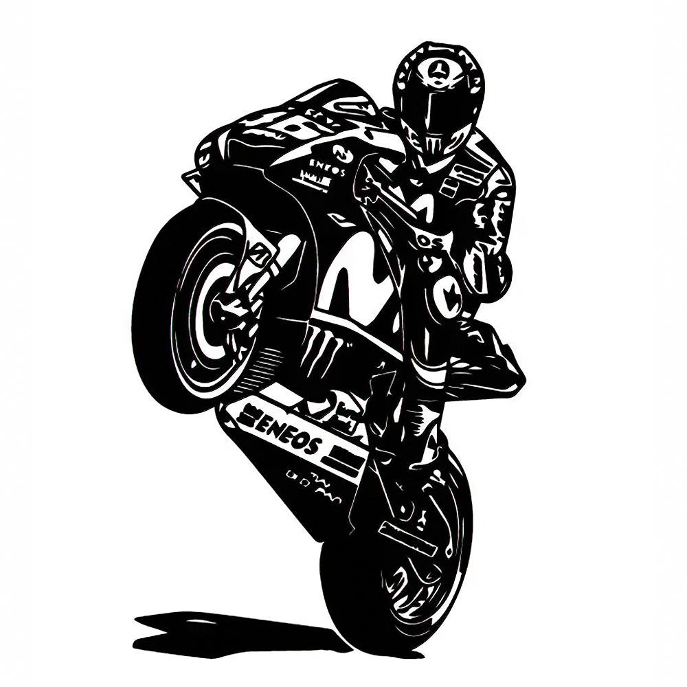 Motorcycle Wheelie Rider Vinyl Wall Art Decal