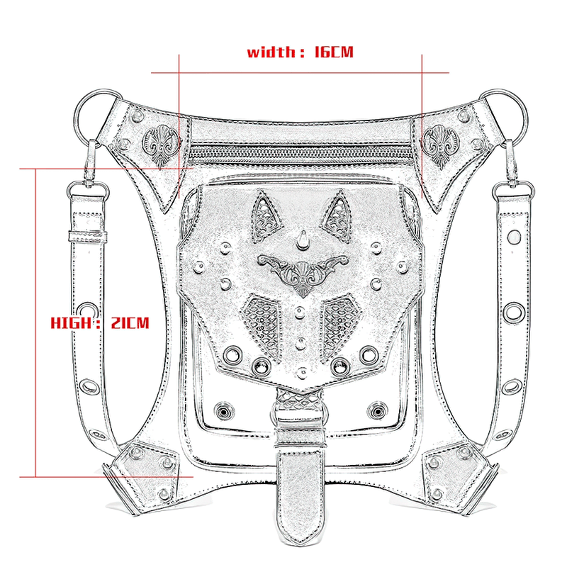 Multi-Purpose Messenger Shoulder Bag / Vintage Zipper Rivets Waist Bag - HARD'N'HEAVY