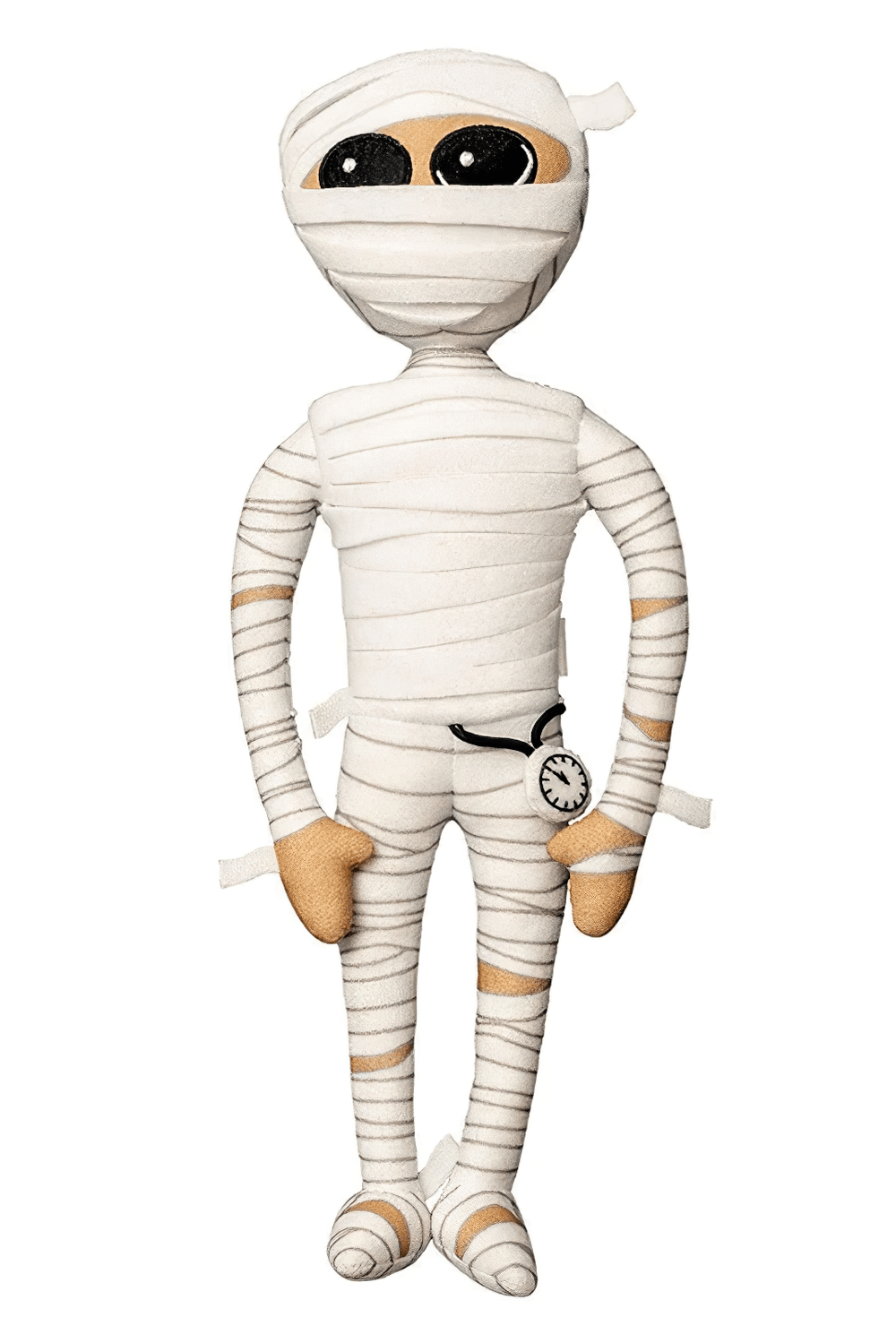 Mummington Mummy Plush Doll with Glow in the Dark Watch, whimsical plush toy wrapped in bandages.