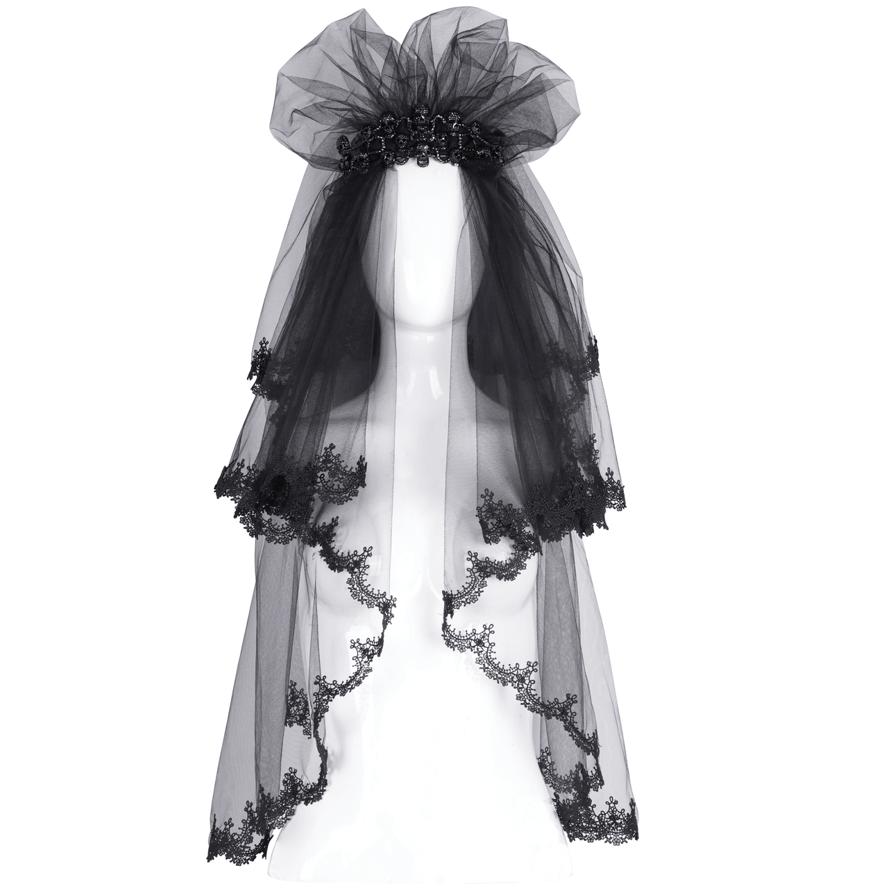 Mystery Elegant Black Lace Bridal Veil for Weddings