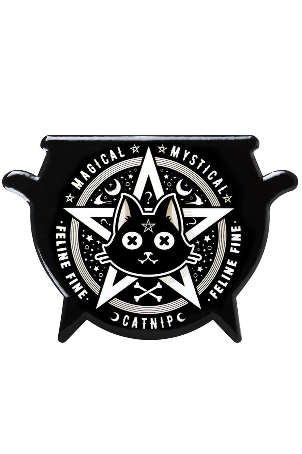 Mystical Catnip Cauldron Coaster by Alchemy Gothic for witchy home decor and tea rituals.