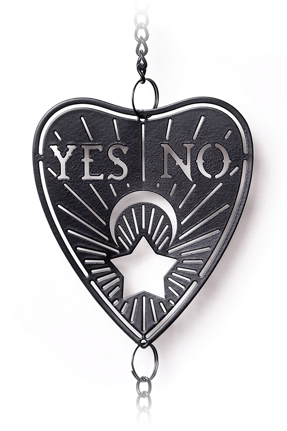 Mystical Ouija planchette hanging decoration with YES and NO, perfect for spiritual rituals and occult decor.