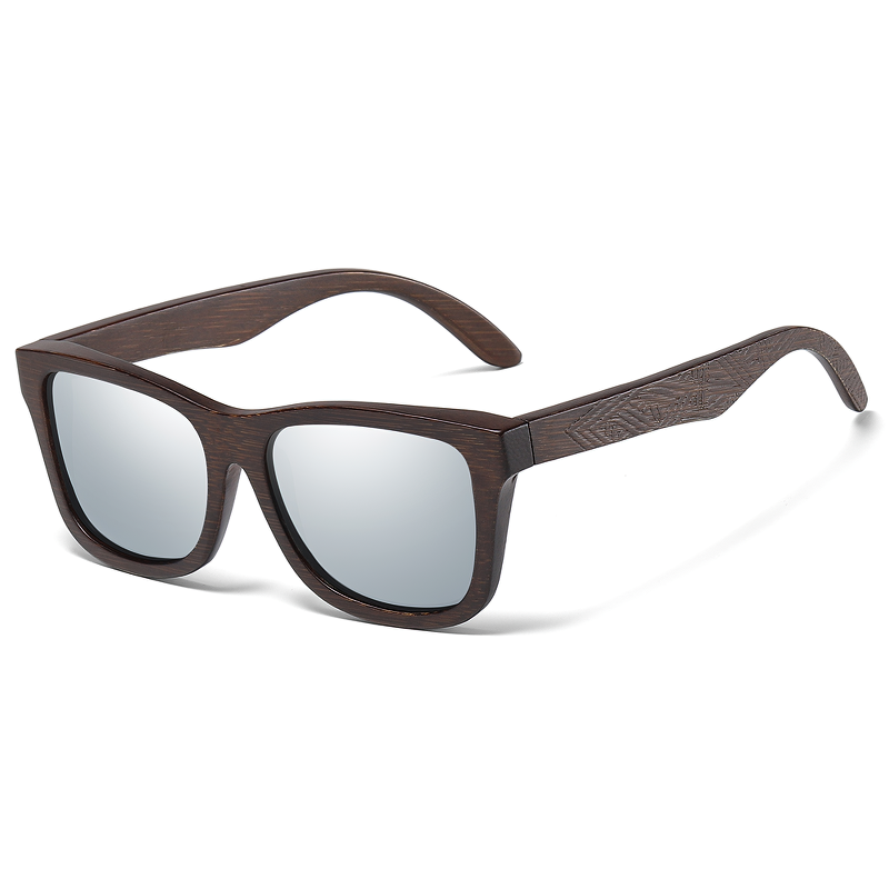 Handmade bamboo wooden sunglasses with polarized mirror lenses, perfect for trendy and casual outfits.