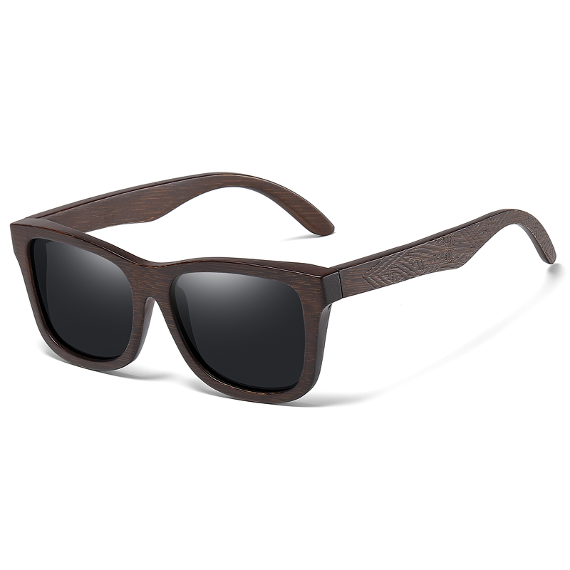 Natural bamboo wooden sunglasses with polarized lenses, perfect for alternative fashion and casual outfits.