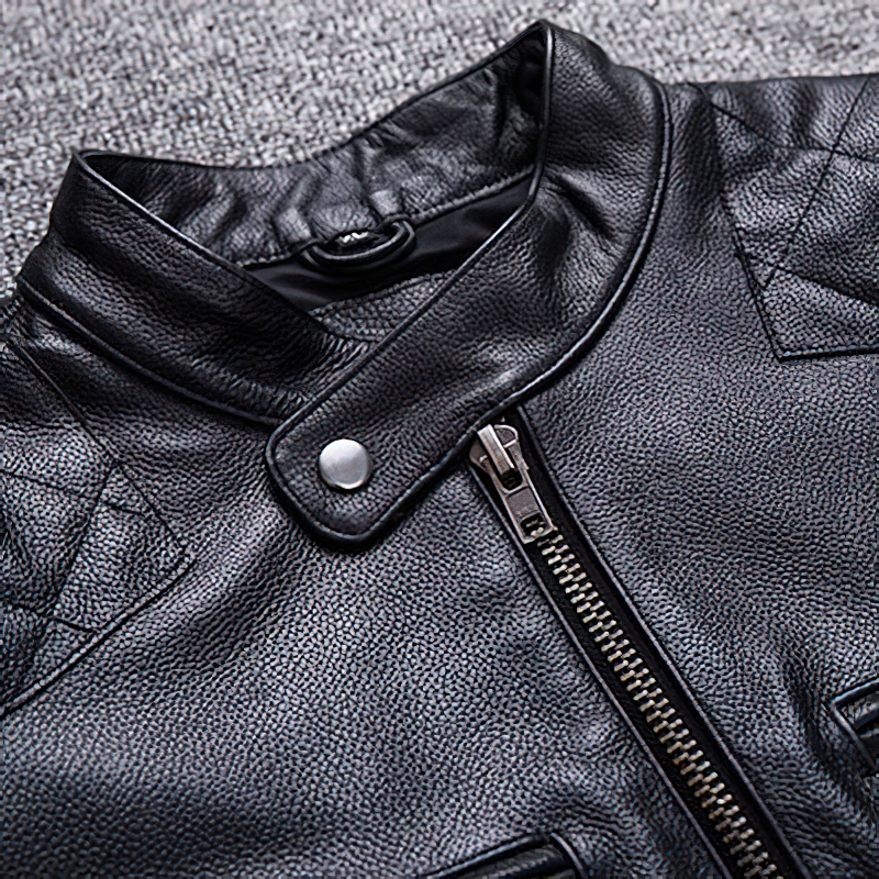 Natural Black Calfskin Leather Jacket For Men / Motorcycle Stylish Jackets - HARD'N'HEAVY