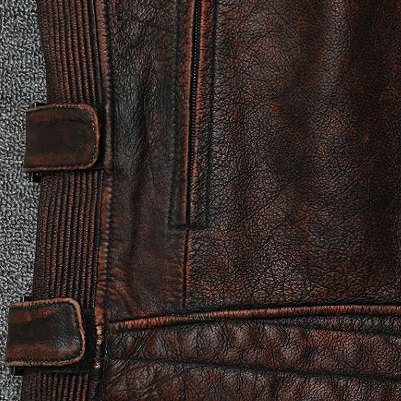 Natural Genuine Leather Motorcycle Vest For Men / Spring Vintage Brown Biker Sleeveless Jacket - HARD'N'HEAVY