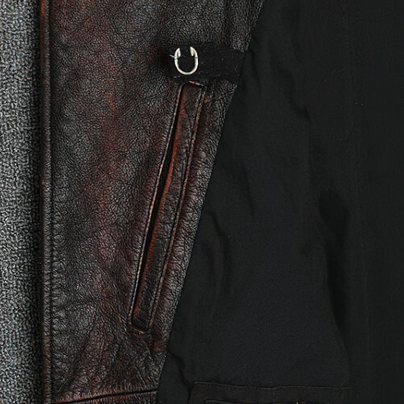 Natural Genuine Leather Motorcycle Vest For Men / Spring Vintage Brown Biker Sleeveless Jacket - HARD'N'HEAVY