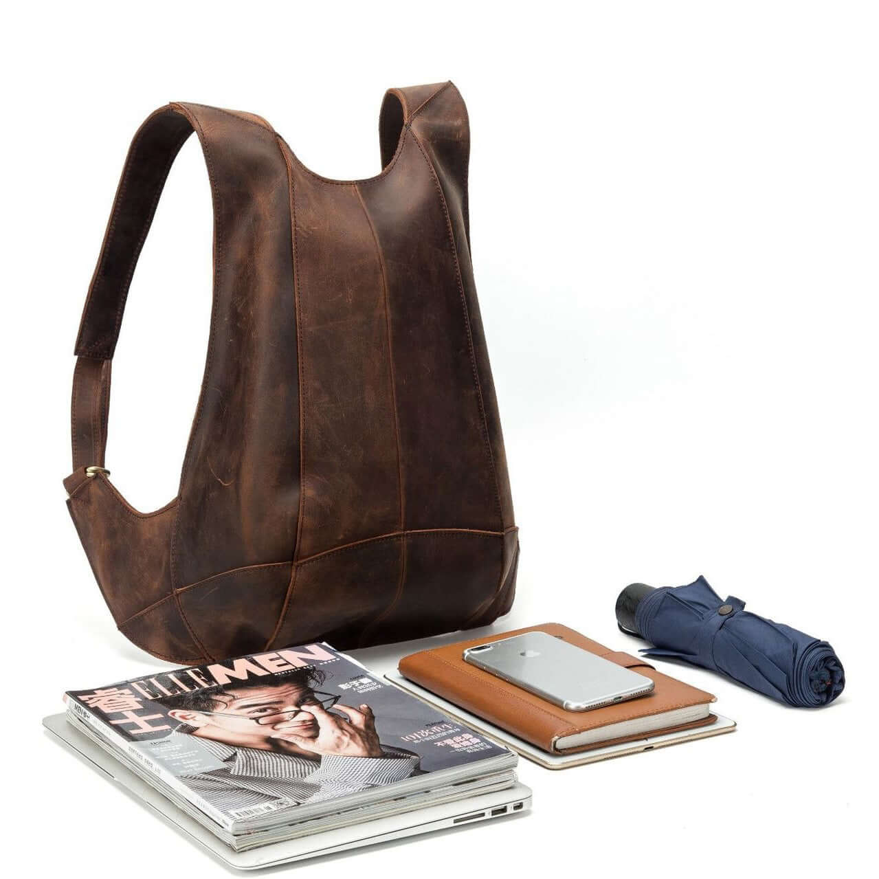 Natural leather backpack for women with vintage style, ideal for travel and protecting belongings from theft.