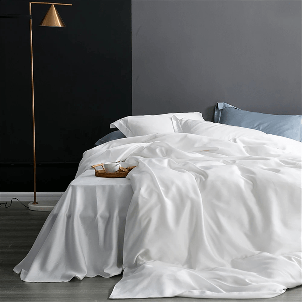Juego de ropa de cama de seda natural con funda nórdica y sábanas