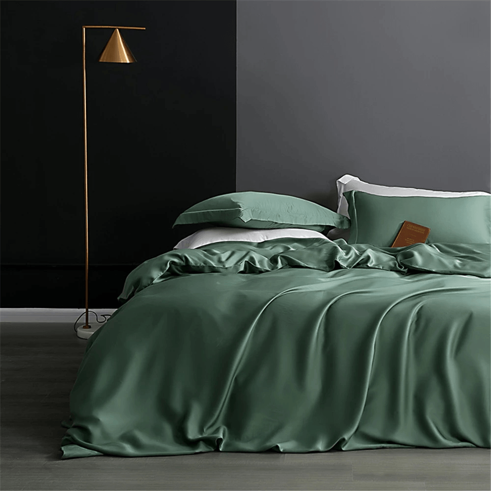 Juego de ropa de cama de seda natural con funda nórdica y sábanas