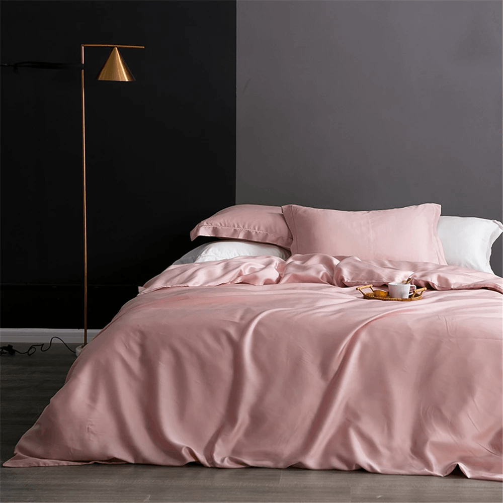Juego de ropa de cama de seda natural con funda nórdica y sábanas