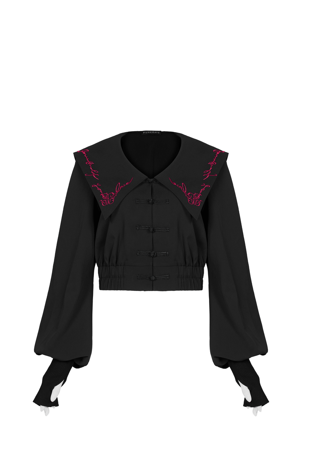 Navy Collar Embroidered Jacket - Chic And Unique