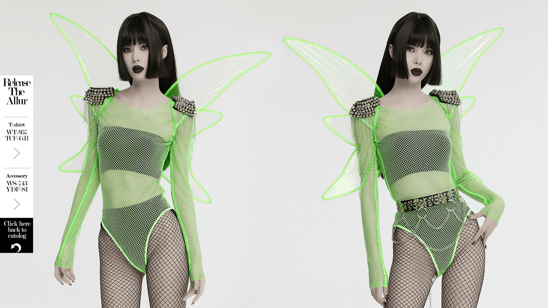 Neon Green Butterfly Wings with Chains for an Edgy Look