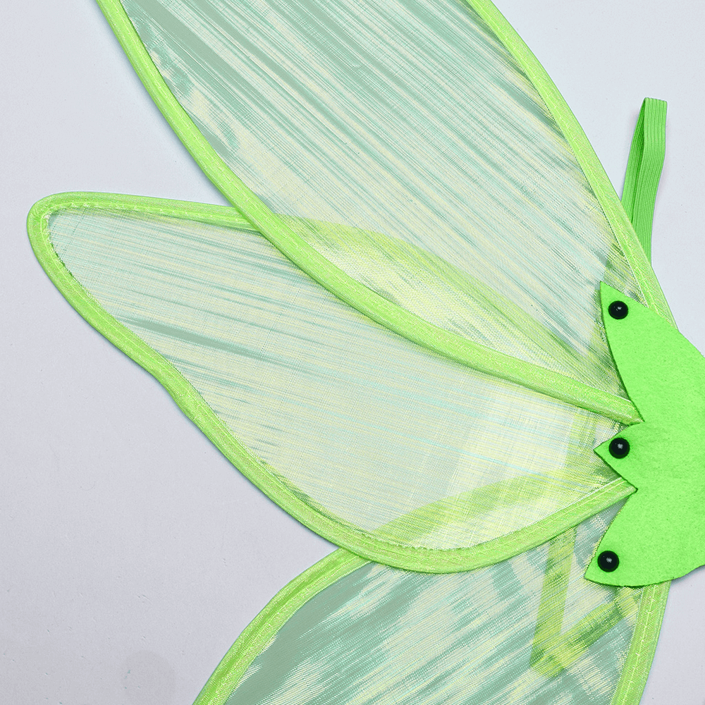 Ailes de papillon vert fluo avec chaînes pour un look audacieux