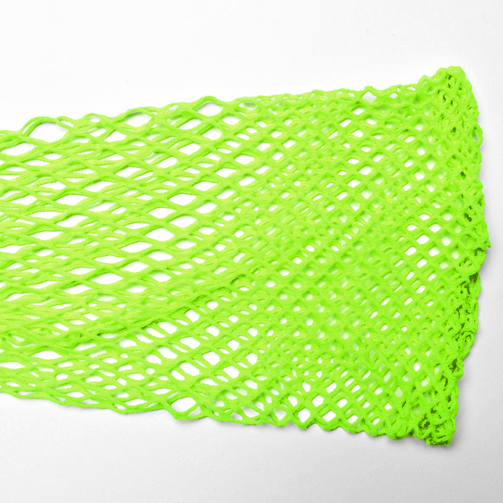 Neon green mesh fabric close-up, perfect for edgy fashion pieces, showcasing a vibrant and daring design.