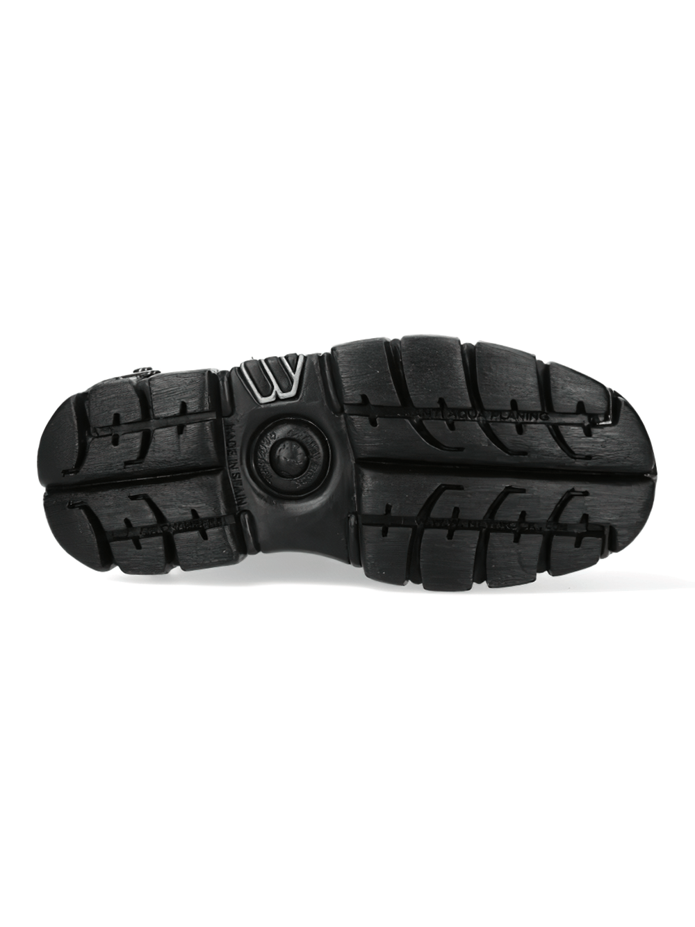 Bottom view of NEW ROCK men's ankle boots showcasing the chunky platform sole and rugged tread design.