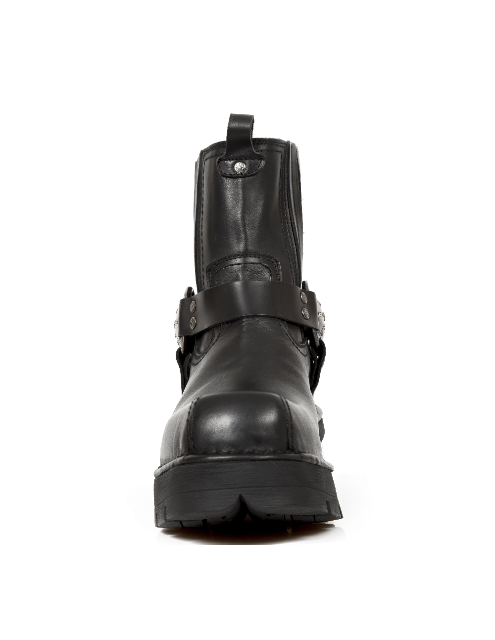 NEW ROCK Biker Style Black Leather Ankle Boots