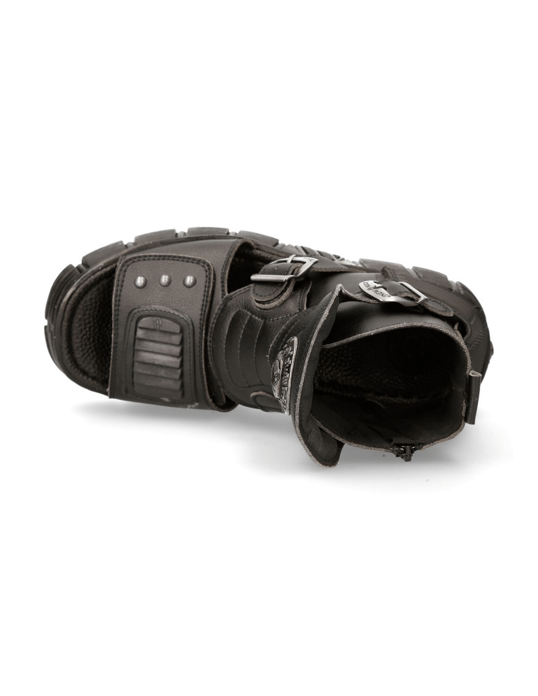 NEW ROCK Men's Bio Black Tower Gothic Sandals with Velcro clasp and PU-ULTRA sole for durability.