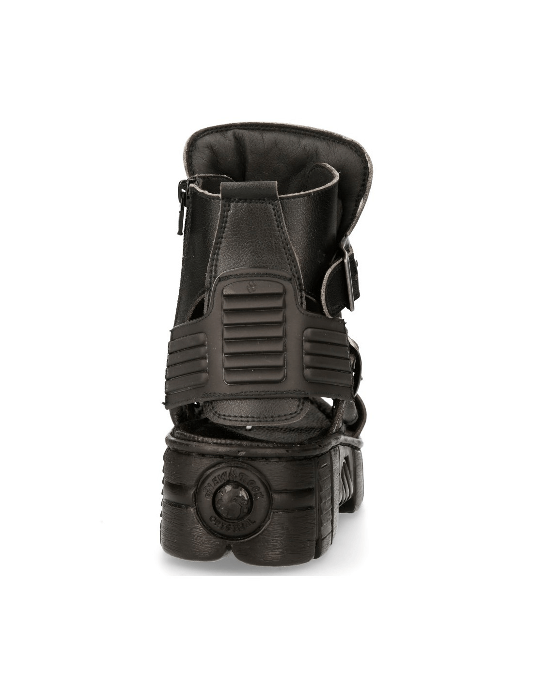 Black gothic sandals showcasing a unique design with a cushioned back and stylish details, perfect for bold fashion statements.