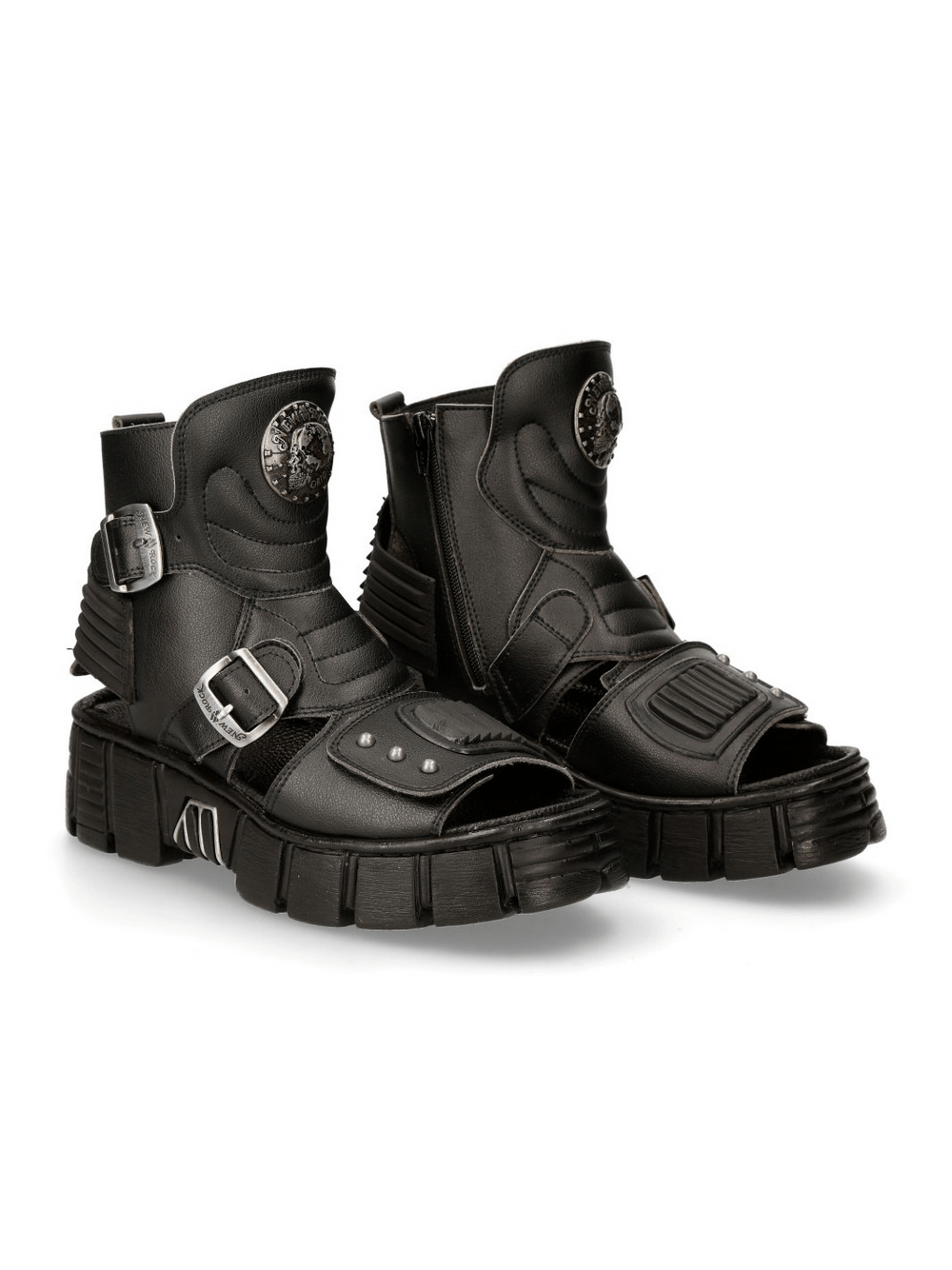 NEW ROCK Men's Gothic Bio Black Tower Sandals with synthetic construction and edgy design.