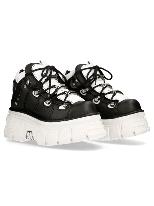 Botas con Cordones Punk Rock en Blanco y Negro para Mujer de NEW ROCK