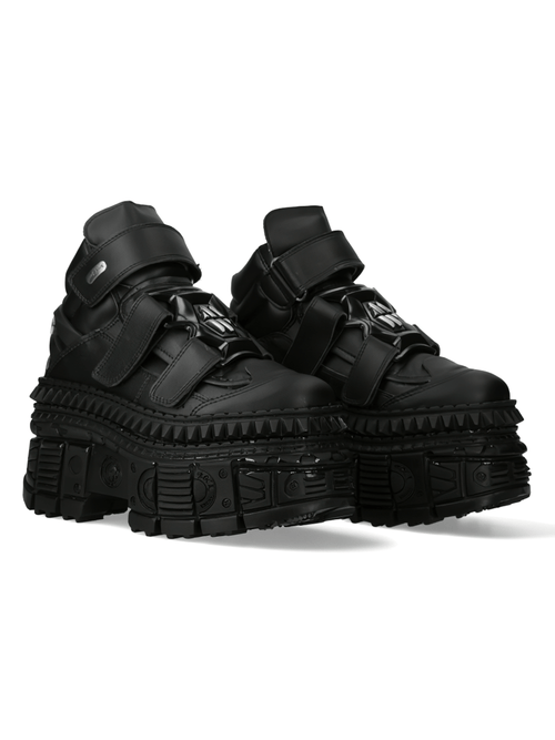 Botines Negros de Mujer NEW ROCK con Suela Gruesa y Detalle Metálico