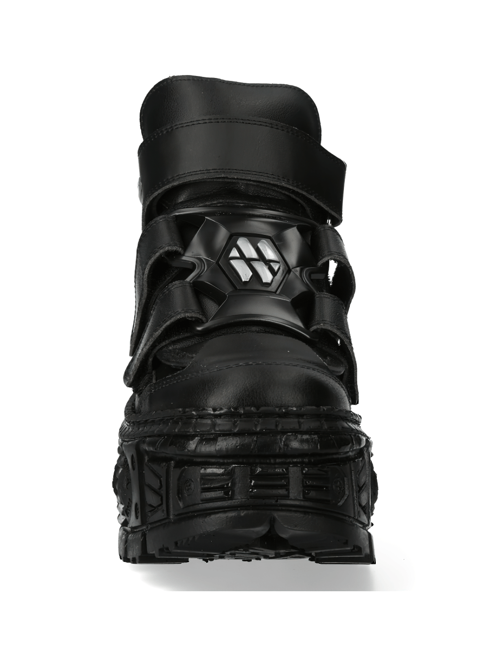 NEW ROCK black platform ankle boots with velcro, bold gothic punk style for urban rock enthusiasts.