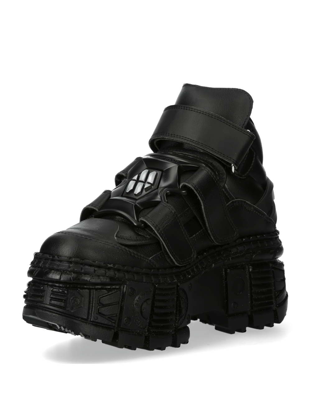 NEW ROCK Gothic Black Ankle Boots with Velcro and Platform for urban heavy-rock fashion enthusiasts.